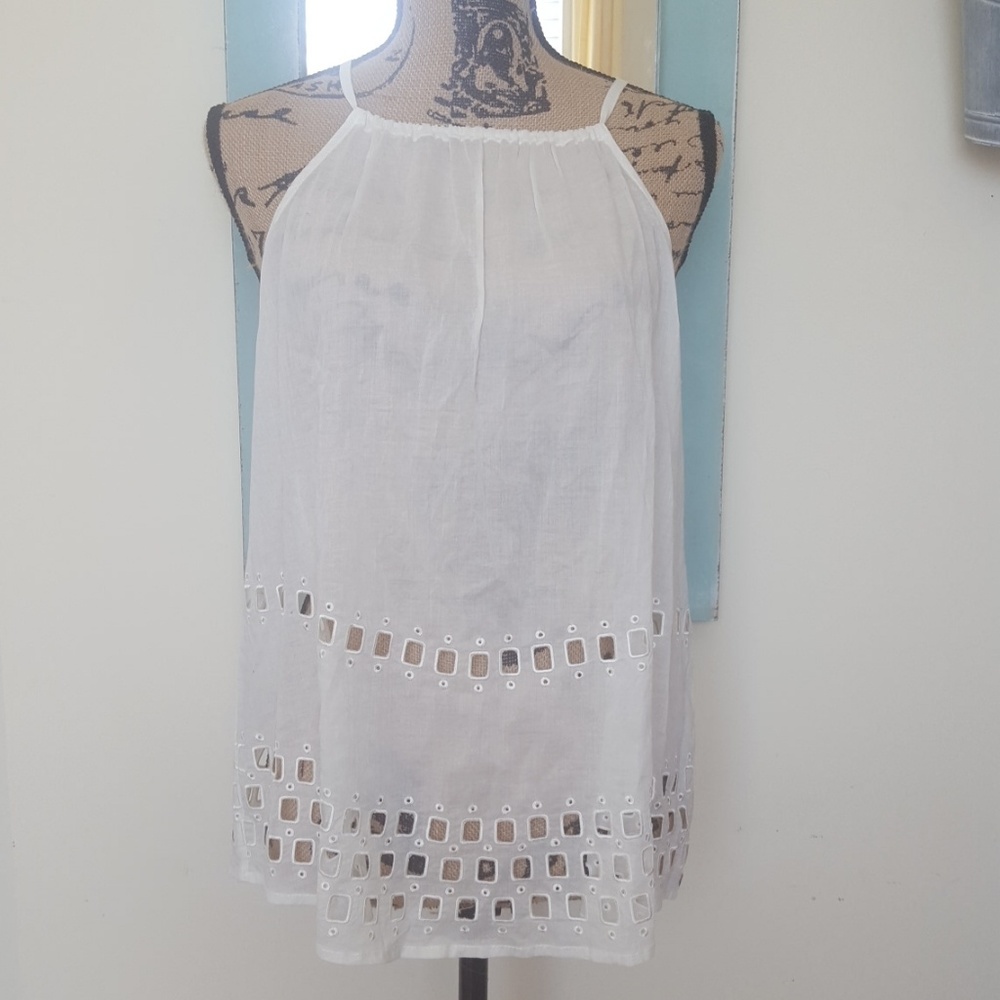 Levis Sample Eyelet Blocked White Halter Boho Festival Top